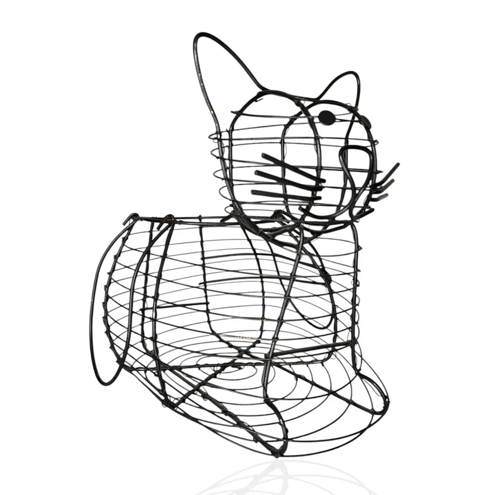 Vintage‎ 90s Cat Shaped Wire Basket | Collecting Eggs Gathering Herbs Farmhouse